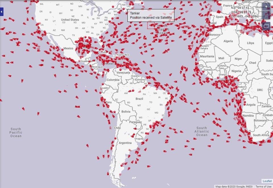 Mapa mostra navios petroleiros “encalhados” ao redor do mundo