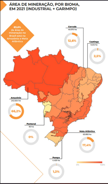 Área devastada pelo garimpo dobra em dez anos; maior parte em terras indígenas