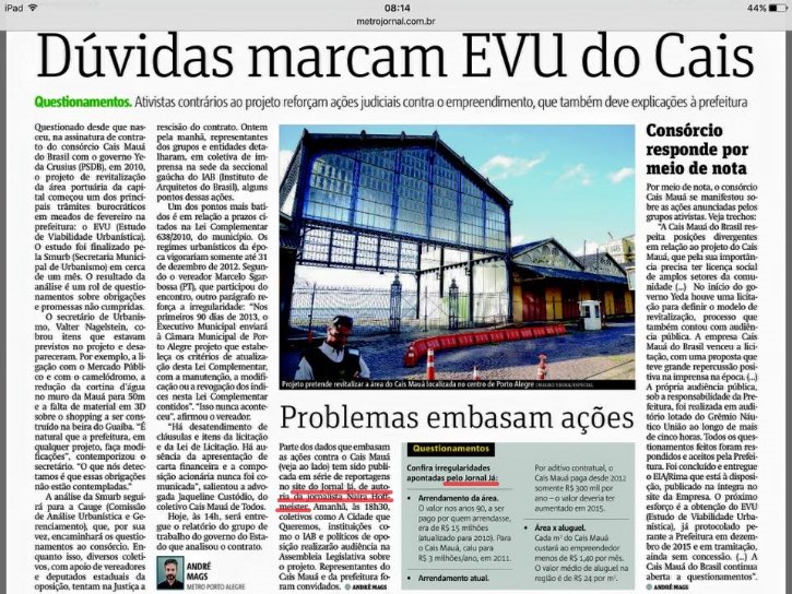 Jornal de circulação gratuita em Porto Alegre, Metro fez até box sobre o trabalho do JÁ | Reprodução