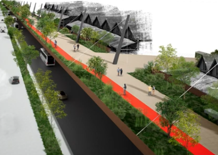 Projeto premiado na Bienal Internacional de Arquitetura propõe passeio elevado sobre o Muro da Mauá